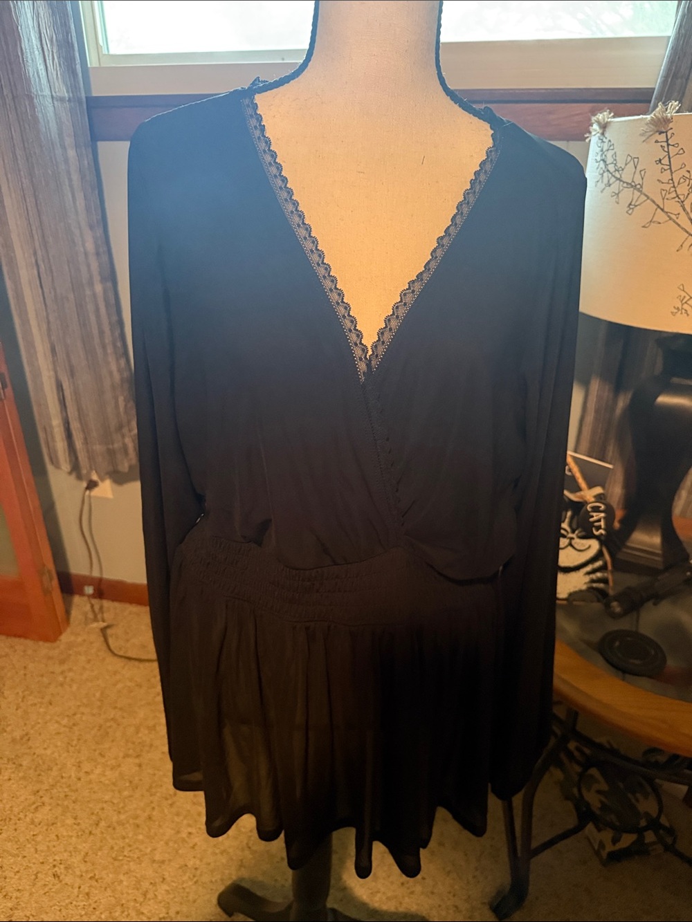 NWT torrid Black Long-Sleeve V-Neck Lace-Trim Dress